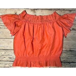 Architect Italy Orange Off The Shoulder Ruffle Top Size S NWOT